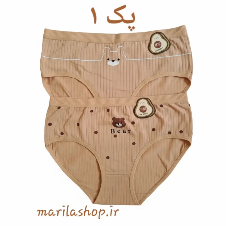 شورت زنانه عروسکی سایز بزرگ وارداتی مدل تدی قهوه ای پک ۲ تایی | نرم سبک