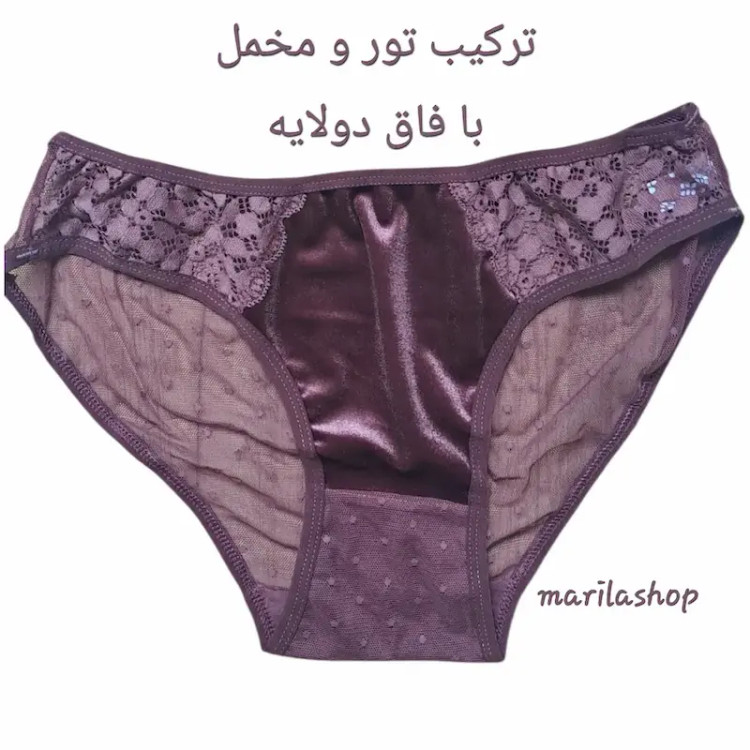 ست زنانه فنردار گیپور و مخمل برند ژوبین | رنگ پوست پیازی تیره