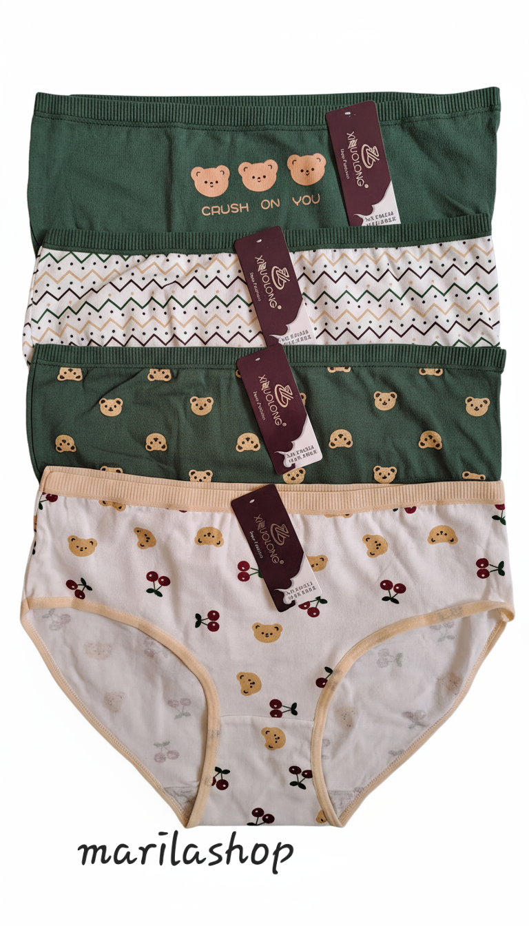 پک ۴ تایی شورت عروسکی مدل تدی سبز | نرم، راحت و خوشگل