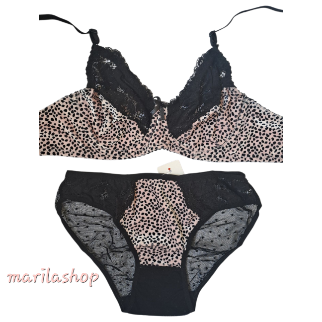 ست مخمل و گیپور مدل پلنگی صورتی برند ژوبین