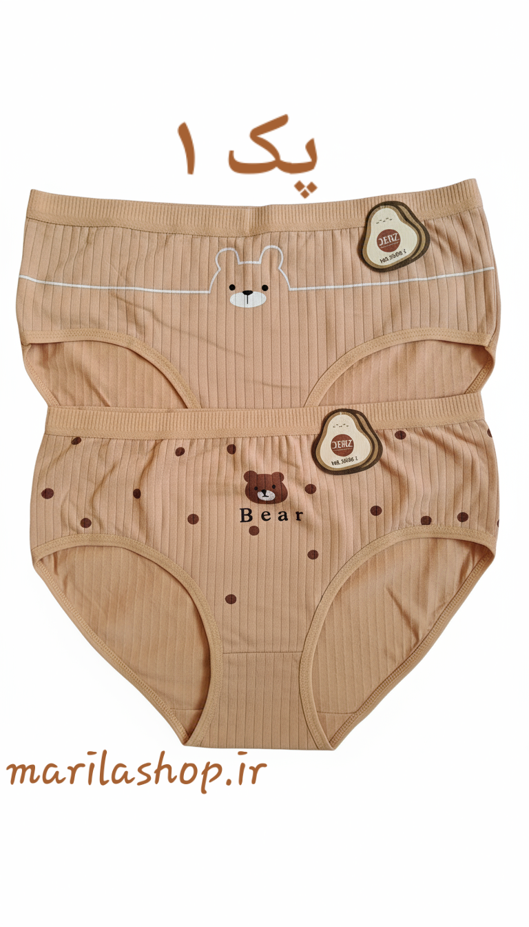 پک ۲ عددی شورت عروسکی سایز بزرگ مدل تدی قهوه ای | سایز بزرگ، راحت و خوشگل