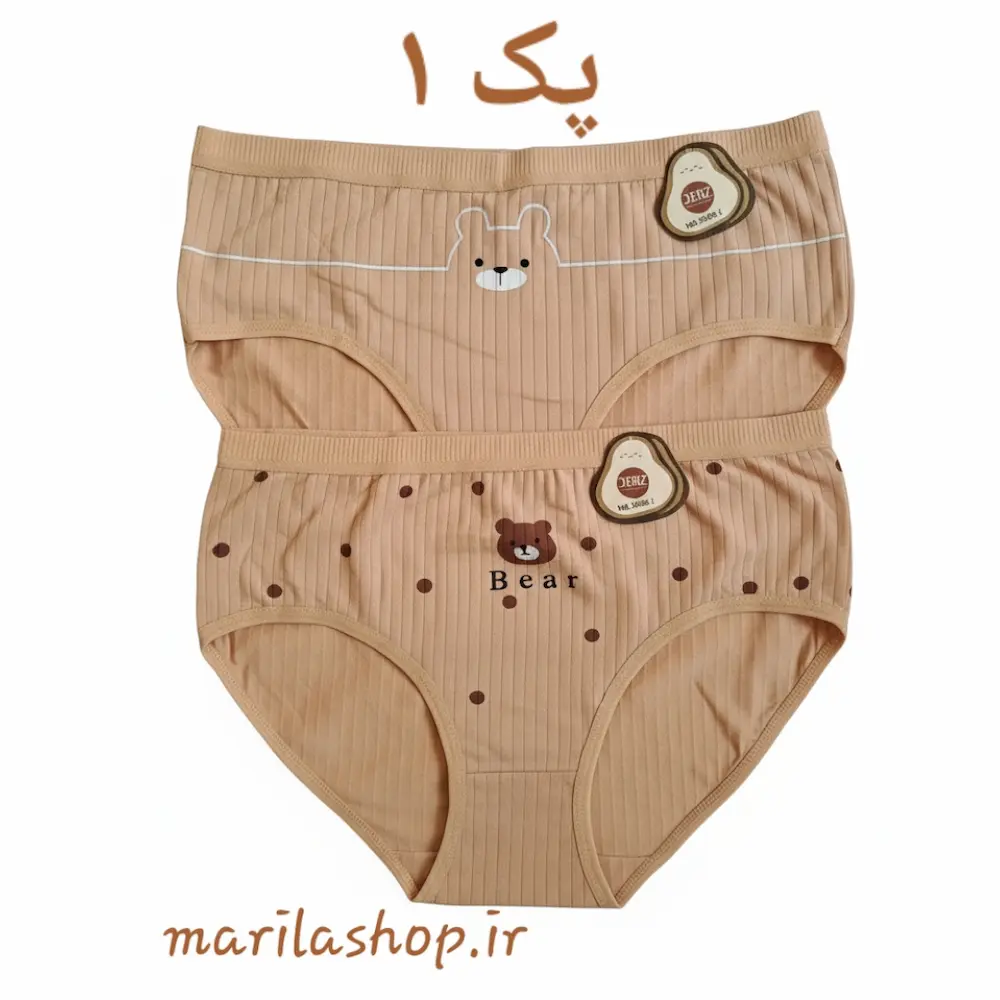 شورت زنانه عروسکی سایز بزرگ پک ۲ تایی مدل تدی قهوه ای | نرم سبک