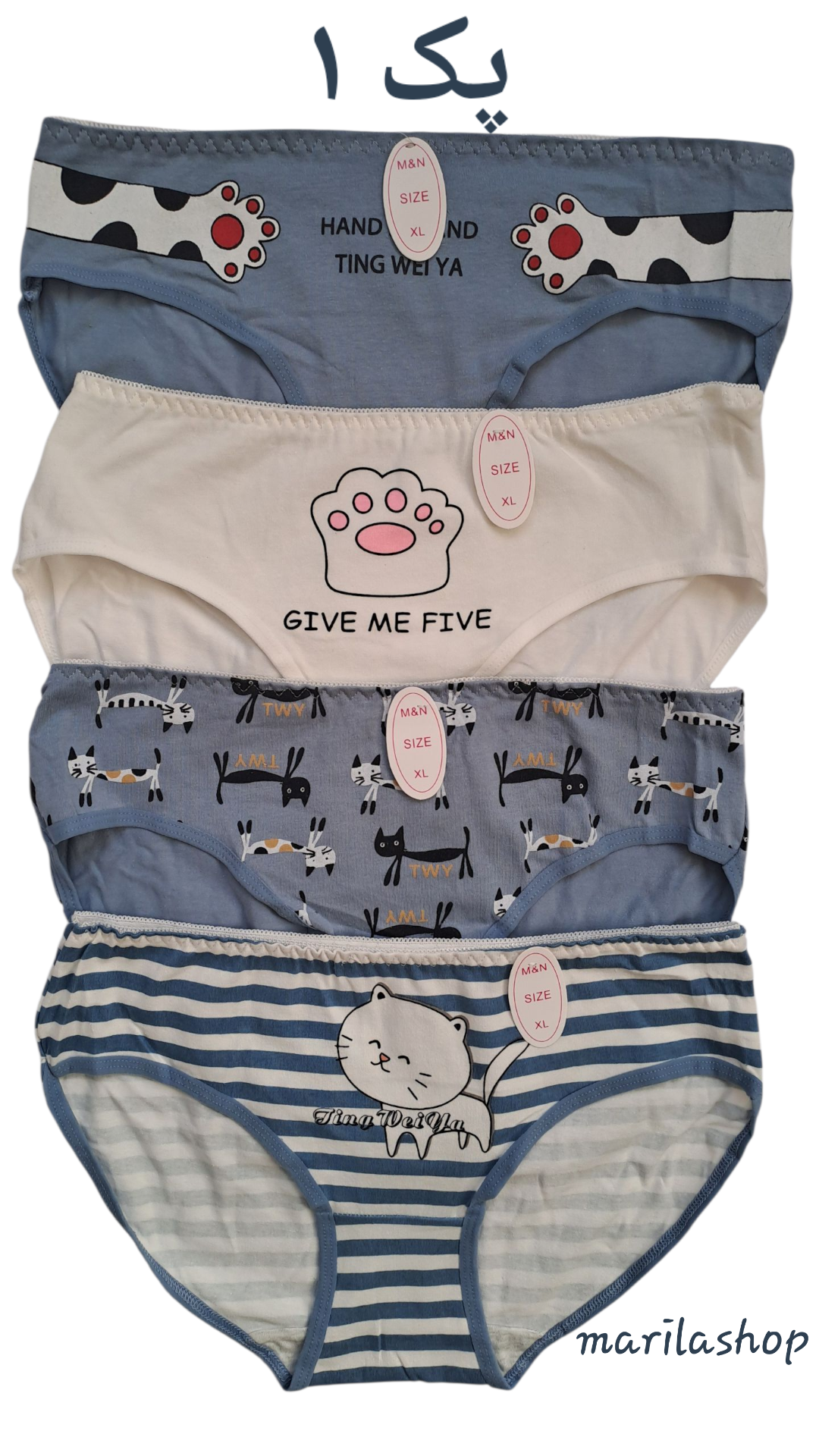 پک ۴ عددی شورت عروسکی مدل گربه  دلربا | نرم، راحت و خوشگل