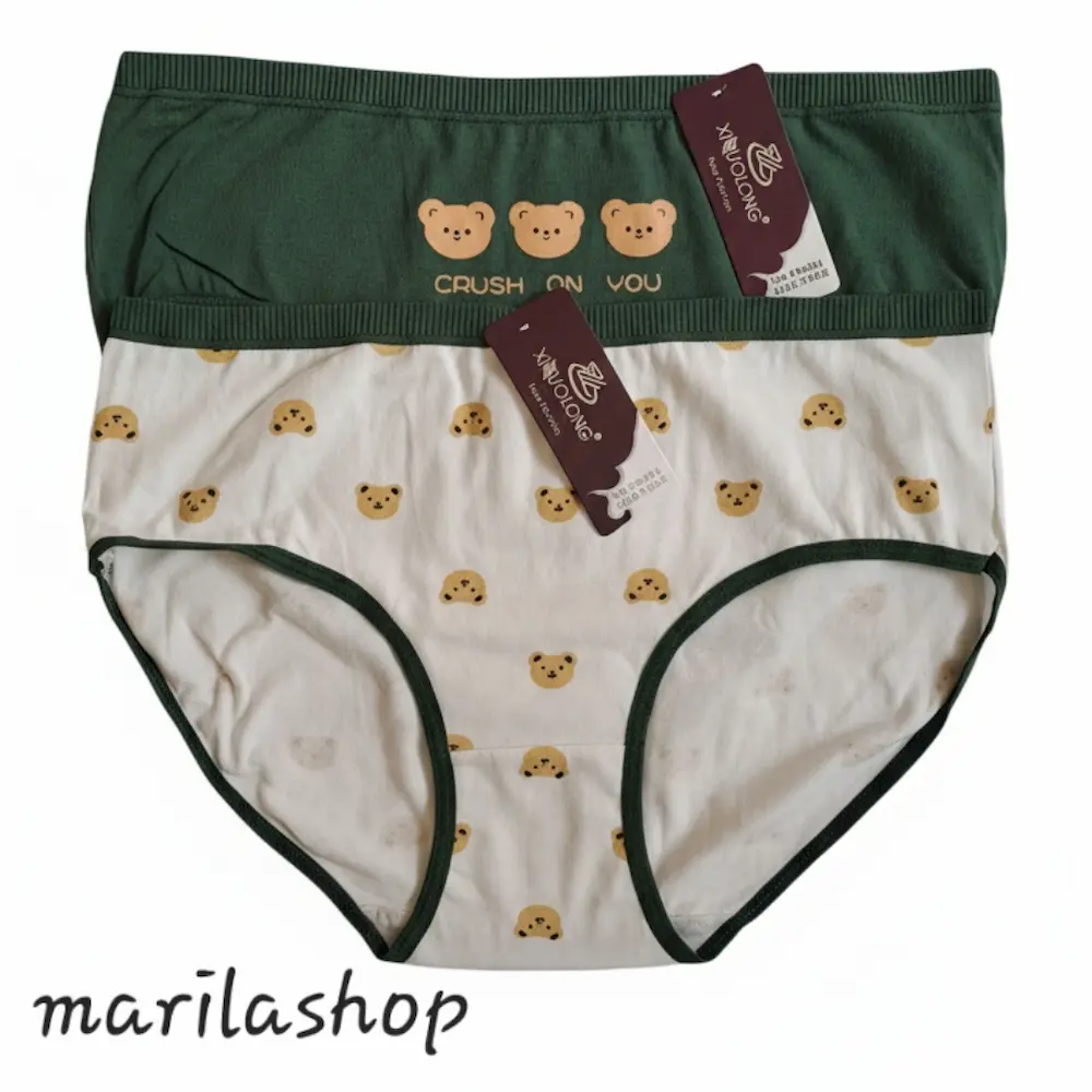 شورت نخی عروسکی خارجی فانتزی مدل تدی سبز پک ۲ تایی | نخی، نرم و راحت