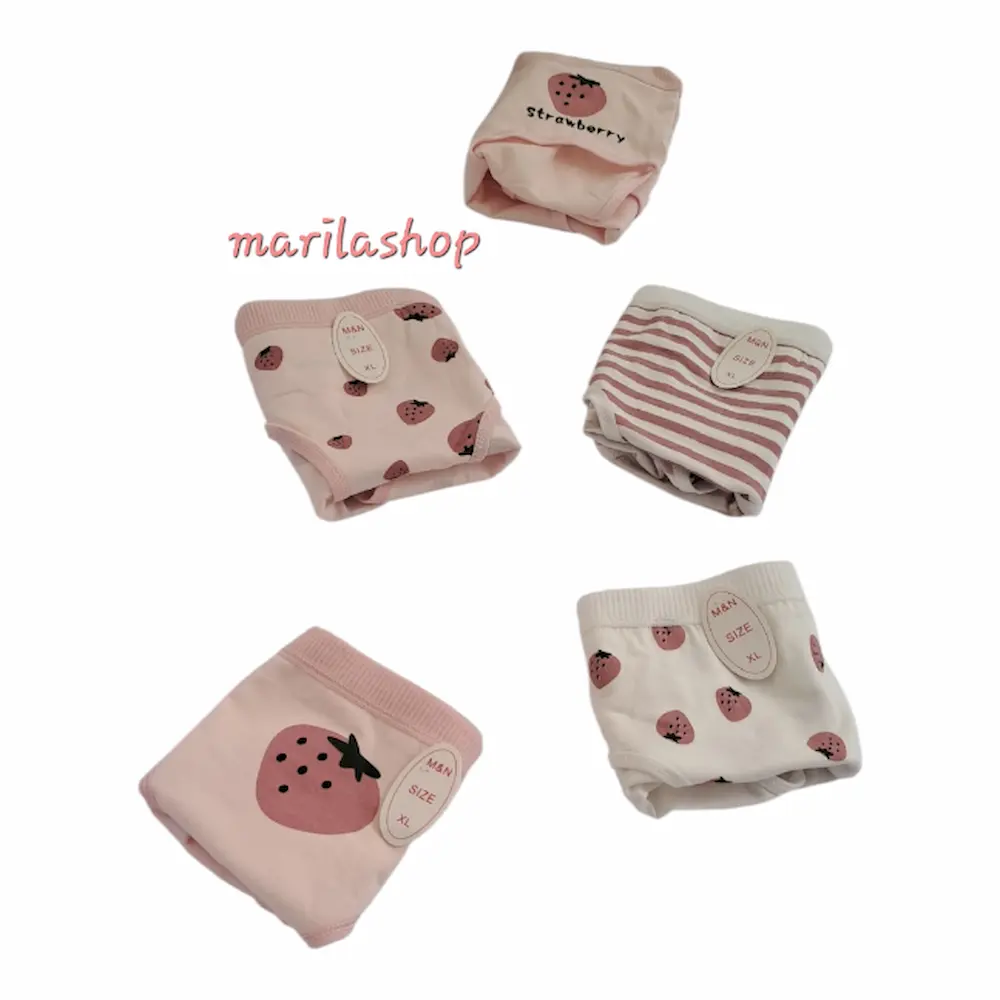 پک ۵ تایی شورت عروسکی مدل توت فرنگی صورتی | نرم، راحت و خوشگل