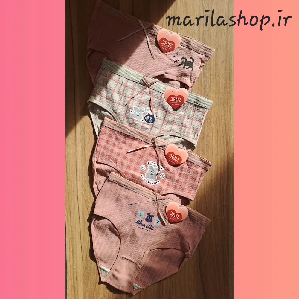 شورت زنانه عروسکی وارداتی نخ پنبه مدل میشل ست ۴ تایی | نخی با کیفیت