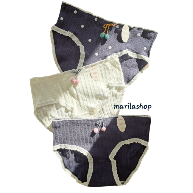 پک ۳ تایی شورت عروسکی سفیدسرمه ای پک ۲ | نرم، راحت و خوشگل