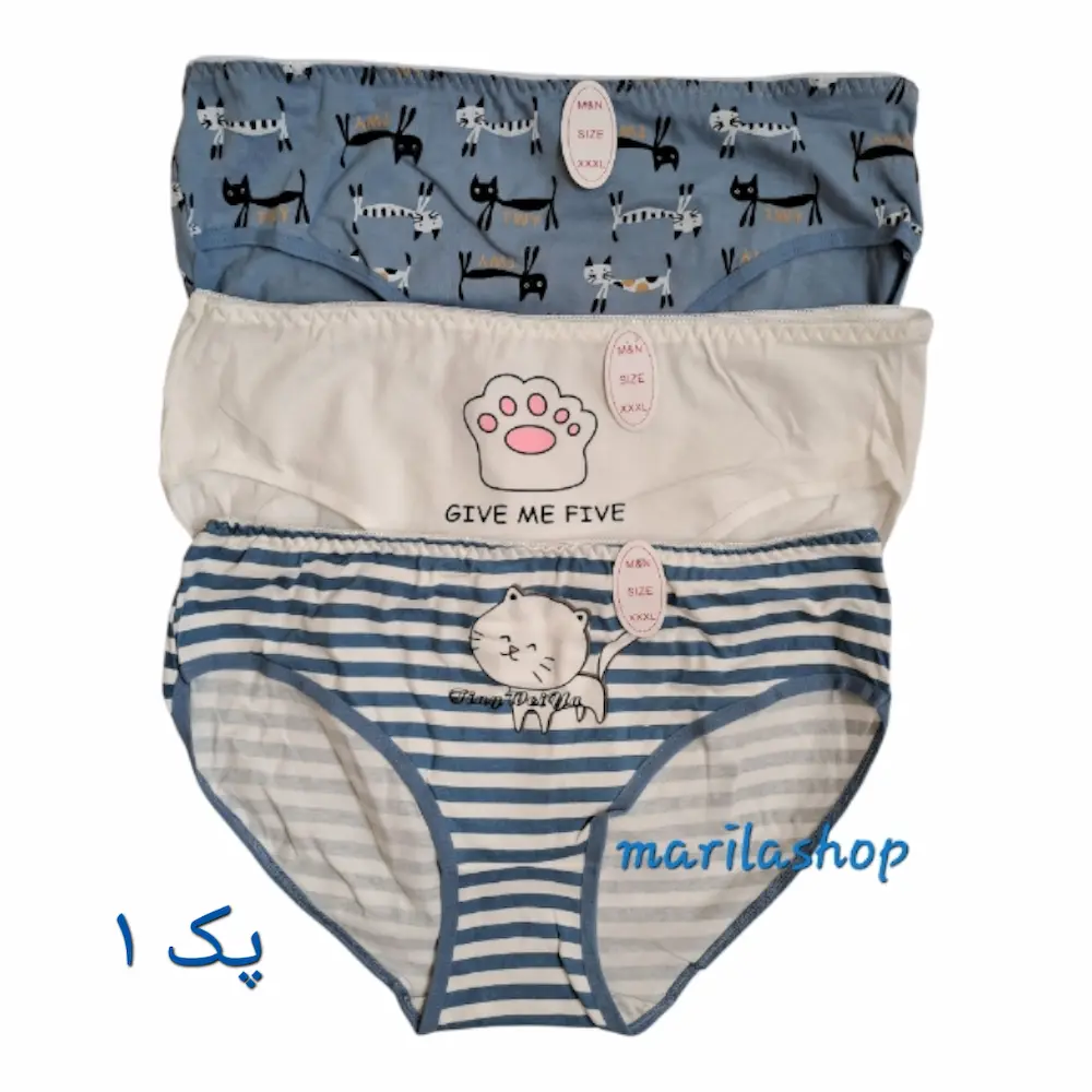 شورت زنانه عروسکی سایز بزرگ مدل گربه دلربا پک ۳ تایی | نرم، راحت و نخی